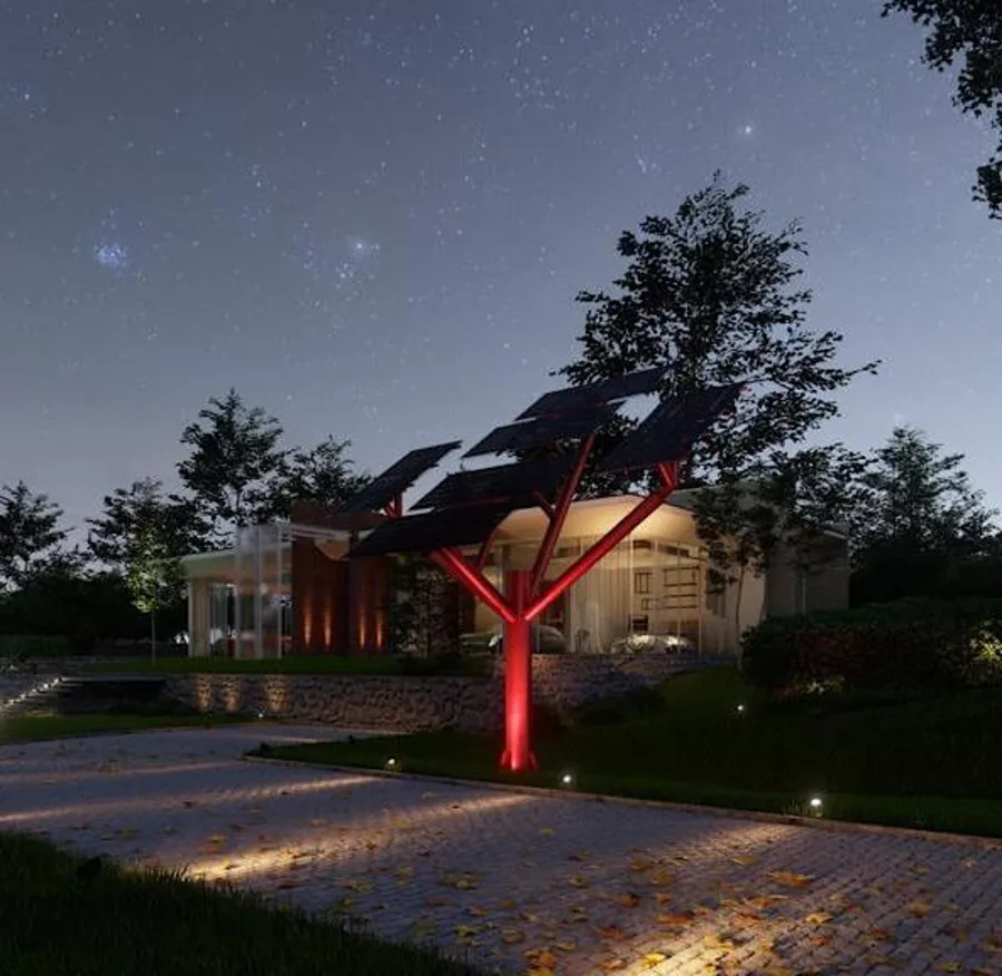 Gece aydınlatmalı güneş ağacı